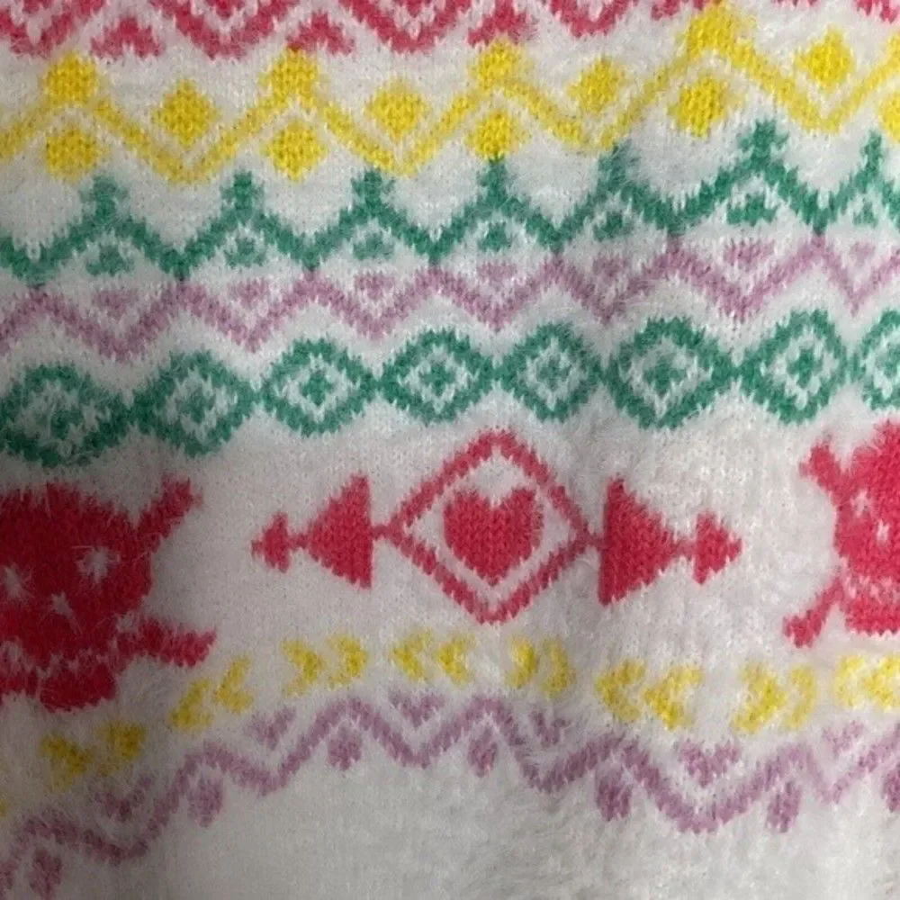 NWT Torrid Womens Tan Fuzzy Yarn Crew Fair Isle Skull Sweater Size 3X‎